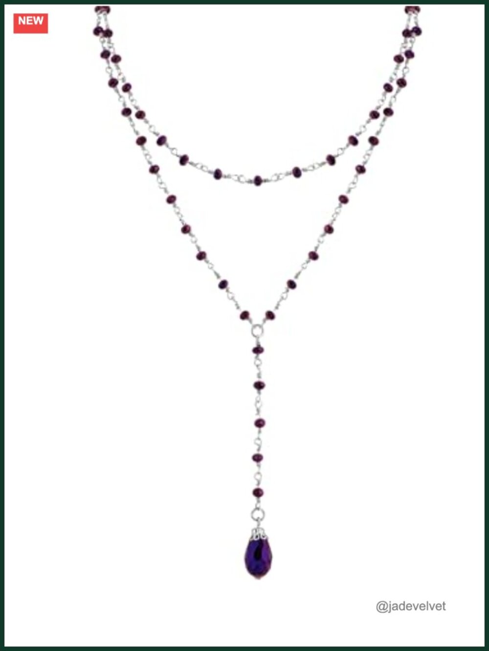 Gothic Layered Crystal Choker Y Necklace Copper Stainless Steel Glass Teardrop